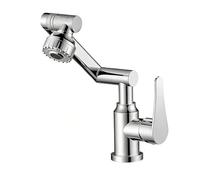 YWJFSA Grifo Plegable Cocina 360° Giratorio Grifo de Baño Monomando con 2 Modos de Chorro Grifo de Baño Caño Alto Altura Ajustable,Plata