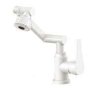 YWJFSA Grifo Plegable Cocina 360° Giratorio Grifo de Baño Monomando con 2 Modos de Chorro Grifo de Baño Caño Alto Altura Ajustable,Blanco