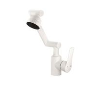 YWJFSA Grifo Plegable Cocina Acero Inoxidable Grifo de Baño Monomando con 4 Modos de Chorro Grifo de Baño Giratorio Altura Ajustable,Blanco