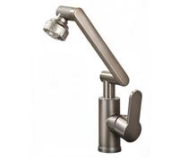 YWJFSA Grifo Plegable Cocina Altura Ajustable Grifo Cocina Acero Inoxidable con 2 Modos de Chorro Grifos de Baño Giratorio,Gris Pistola