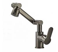 YWJFSA Grifo Plegable Cocina Grifos Brazo Mecánico con 2 Modos de Chorro Altura Ajustable Grifo de Baño Monomando,Gris Pistola