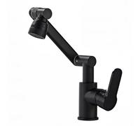 YWJFSA Grifo Plegable Cocina Grifos Brazo Mecánico con 2 Modos de Chorro Altura Ajustable Grifo de Baño Monomando,Negro