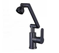 YWJFSA Grifo Plegable Cocina Grifos Brazo Mecánico con 2 Modos de Chorro Grifo de Baño Monomando Altura Ajustable 360° Giratorio,Negro