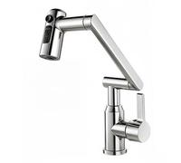 YWJFSA Grifo Plegable Cocina Grifos Brazo Mecánico con 3 Modos de Chorro Grifo de Baño Giratorio Altura Ajustable,Plata
