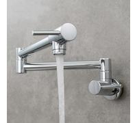 YWJFSA Grifos de Llenado de Ollas Grifo Cocina de Pared Grifo Abatible Cocina Manijas Dobles Agua Fría Rotativas,Cromado