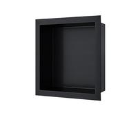 YWJFSA Nicho de Ducha de Acero Inoxidable 32 × 32cm Baño Nicho Sola Capa Hornacina Ducha Empotrable para Gel, Champú Y Artículos de Tocador,Negro