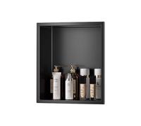 YWJFSA Nicho de Ducha de Acero Inoxidable 32 × 32cm Baño Nicho Sola Capa Hornacina Ducha Sin Obra Hornacina Ducha Empotrable para Gel, Champú Y Artículos de Tocador,Negro