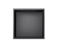 YWJFSA Nicho de Ducha de Acero Inoxidable 32 × 32cm Baño Nicho Sola Capa Impermeable Hornacina Ducha Empotrable para Gel, Champú Y Artículos de Tocador,Negro