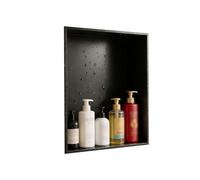 YWJFSA Nicho de Ducha de Acero Inoxidable 32 × 32cm Baño Nicho Sola Capa Impermeable Hornacina Ducha Empotrable para Gel, Champú Y Artículos de Tocador,Negro