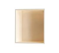 YWJFSA Nicho de Ducha de Acero Inoxidable 32 × 32cm Baño Nicho Sola Capa Impermeable Hornacina Ducha Empotrable para Gel, Champú Y Artículos de Tocador,Blanco Crema
