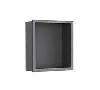 YWJFSA Nicho de Ducha de Acero Inoxidable 32 × 32cm Hornacina Ducha Sin Obra Baño Nicho Sola Capa Hornacina Ducha Empotrable para Gel, Champú Y Artículos de Tocador,Gris Pistola