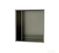 YWJFSA Nicho de Ducha de Acero Inoxidable 32 × 32cm Hornacina Ducha Sin Obra Baño Nicho Sola Capa Impermeable Hornacina Ducha Empotrable para Gel, Champú Y Artículos de Tocador,Gris Pistola