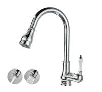 YWJFSA Vintage Grifo Cocina Extraible, Grifo Cocina Fregadero, Latón Giratorio,Enchapado