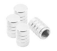 YWJLQH 4 Piezas Tapones Válvula Neumático Coche Antipolvo Aluminio Aleación Junta Anillo Goma Universal Apto para Camiones SUV Motos Bicicletas Vehículos, Plata