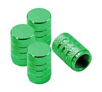 YWJLQH 4 Piezas Tapones Válvula Neumático Coche Antipolvo Aluminio Aleación Junta Anillo Goma Universal Apto para Camiones SUV Motos Bicicletas Vehículos, VERDE
