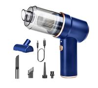 YWJLQH Aspiradora para Coche Aspirador Manual Portátil Sin Cable Recargable Mini Colector de Polvo con Diversos Accesorios Succión Potente Adecuada para Masc, Azul, Individual