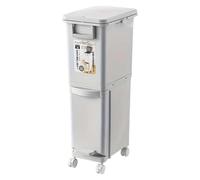 YWJLQH Basurero de Cocina con Doble Compartimiento Y Cubeta Removible Contenedor para Desechos con Tapa Y Pedal Papelera con Ruedas para Hogar Material PP Re, 29l 2 Capas, Individual