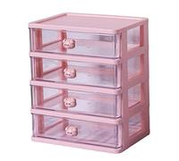 YWJLQH Cajón de Escritorio Organizador Compartimentos Tidy Makeup Holder Apilable Savce Space Gabinete de Joyería para Tocador de Baño Encimera de Hogar, 4 Cajones Rosa