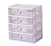YWJLQH Cajón de Escritorio Organizador Compartimentos Tidy Makeup Holder Apilable Savce Space Gabinete de Joyería para Tocador de Baño Encimera de Hogar, 4 Cajones Blanco
