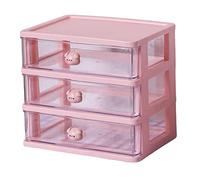 YWJLQH Cajón de Escritorio Organizador Compartimentos Tidy Makeup Holder Apilable Savce Space Gabinete de Joyería para Tocador de Baño Encimera de Hogar, 3 Cajones Rosa