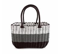 YWJLQH Canastas y Baño Multiusos Tejidas a Mano, tejida a mano - organizador, Cesta de compras tejida a mano, color marrón, gris y blanco, 34cm x 24cm x 14cm, Grande