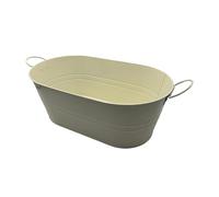 YWJLQH Cubeta Ice Bucket Recipiente de Hierro Ovalado Portátil con Asas para Bebidas Cerveza Vino Champán Adecuada para Celebración en Bares Hogar Fiestas, Blanco, tal como se describe