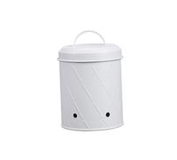 YWJLQH Lata Almacenaje Verduras Cubeta Alimentos Recipiente Metálico Ventilado Diseño Antiguo Tapa con Manijas Apto para Cocina Casas, Blanco Estilo C, Individual