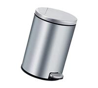 YWJLQH Pedal Basurero con Pedal Accionable Por Pie Recipiente para Residuos Domésticos Acero Inoxidable Cubo Interno Extraíble con Anillos Porta Bolsas Tapa, Plata