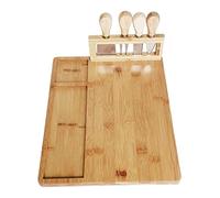 YWJLQH Tabla de Quesos de Bambú Tabla de Servir Bandeja Tabla para Kit de Cuchillos para Aperitivos Y Salsas Superficie Suave Y Antihumedad