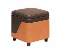 YWJLQH Taburete Baúl de Almacenamiento Compacto Asiento Banco Reposapiés Ottomán con Tapa Acolchada Estructura de Madera Apilable Adecuado para Recibidor, Gris Naranja