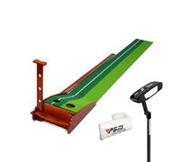 YWJLQH Tape Práctica Golf con Automático, Entrenador Putting Green, Golf Putting Mat, 3m Entrenador de Golf + Putter + Funda de Palo