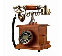YWJLQH Teléfono Retro de Escritorio con Base de Madera Marcador Redondo Auricular Curvo y Cable en Espiral sin Batería con Identificador y Memoria Adecuado para Hogar Oficina Recepción, Madera