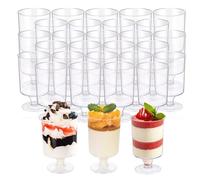 YWKJDDM Vasos de Postre Desechables, 50 Unidades, Mini Vasitos de Postre, 100 ml, Vasos de Plástico Transparentes, Reutilizables, Redondos, para Postres, Pudines