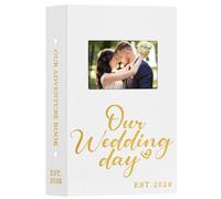 Ywlake Álbum de fotos de boda de 4 x 6 pulgadas, 300 fotos de bolsillo, cubierta de lino, gran capacidad, álbum de ventana de matrimonio para recién casados, con capacidad para 300 fotos horizontales