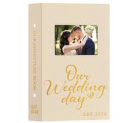 Ywlake Álbum de fotos de boda de 4 x 6 pulgadas, 300 fotos de bolsillo, cubierta de lino, gran capacidad, álbum de ventana de matrimonio para recién casados, con capacidad para 300 fotos horizontales
