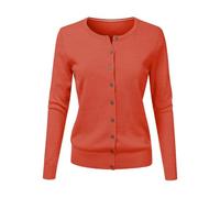 YWLINK Cárdigan de punto de manga larga para mujer, con frente abierto, casual, ligero, para otoño e invierno, color sólido, con botones, de punto de gran tamaño, abrigo de cachemira, B-sandía rojo