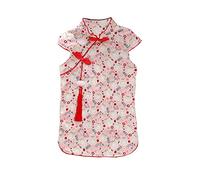 YWLINK Falda Cheongsam con SubimpresióN De Estilo Chino De Manga Corta para NiñOs,1 UNID Vestido NiñAs PequeñAs Princesa del Verano Vestido NiñOs Fiesta De Bebé Boda Lindo Dulce Cheongsam BotóN