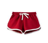 YWLINK Pantalones para el hogar para niños medianos y grandes, pantalones cortos deportivos casuales para niños y niñas, pantalones de pijama, pantalones cortos de fútbol para niñas pequeñas (rojo, 3