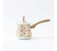 YWMJZEU Cazo con Tapa Pequeño Cafetera Turca Elegante Jarra para Baristas, Blanco Con Patrón Floral, 720ml