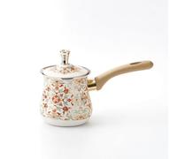 YWMJZEU Cazo con Tapa Pequeño Cafetera Turca Elegante Jarra para Baristas, Blanco Con Patrón Floral, 900ml