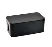 YWMJZEU Organizador de Cables Caja Ocultadora Gestor de Cables Caja para Regletas Ocultacables con Tapa de Bambú Material Hips Ranuras Laterales para Paso de, L, Black