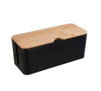 YWMJZEU Organizador de Cables Caja Ocultadora Gestor de Cables Caja para Regletas Ocultacables con Tapa de Bambú Material Hips Ranuras Laterales para Paso de, M, New Lid Black