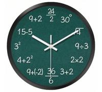 YWMJZEU Reloj de Pared Matemático Reloj Redondo Reloj de Ecuaciones Reloj Decorativo Reloj Educativo con Fórmulas y Manecillas, Negro, 20CM con Soporte para Colgar O Colocar