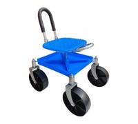 YWMJZEU Taburete Jardinería con Ruedas Móvil Taburete Trabajo con Ruedas Rodante Jardín Mango Dirección para Invernaro, Azul