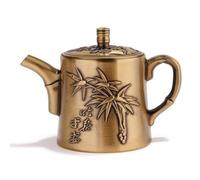 YWMJZEU Tetera Metal Compacta Tetera con Tapa Antioxidante Vajilla para Coleccionistas, Aficionados l Té, Tetera Pequeña De Bambú Para La Paz