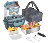 Ywmkasl - Caja calefactora eléctrica de 60 W, 2 en 1 caja calefactora para comidas, 1,5 l, acero inoxidable, portátil, caja de comida, alta potencia, 12 V, 24 V, 110 V, 220 V, para coche, camión de