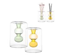 YWNYT 2 botellas difusoras de vidrio vacías, difusor de aromaterapia, accesorios de fragancia, jarrón hidropónico de semillas, decoración de jarrón de flores