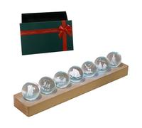YWNYT Bola de cristal de chakra de 7 colores con base de madera de luz LED, 7 tipos de bolas de cristal temáticas de Navidad, 40 mm de diámetro, luz nocturna, decoración navideña del hogar