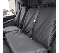 YWNYT Fundas para asiento VW Transporter T5 2003-2015, 600D con forro de algodón, juego de 8 protectores impermeables para asientos delanteros, color negro