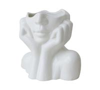 YWNYT Jarrón de cerámica, forma femenina, cabeza artística, medio cuerpo, busto, macetero feminista, minimalista, decorativo, moderno, para decoración del hogar, sala de estar, oficina (B)